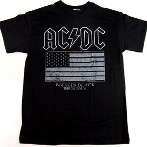 ACDC Back In Black T Shirt 1980 US Tour Rock Music Graphic Fan Gift Retro Vintag